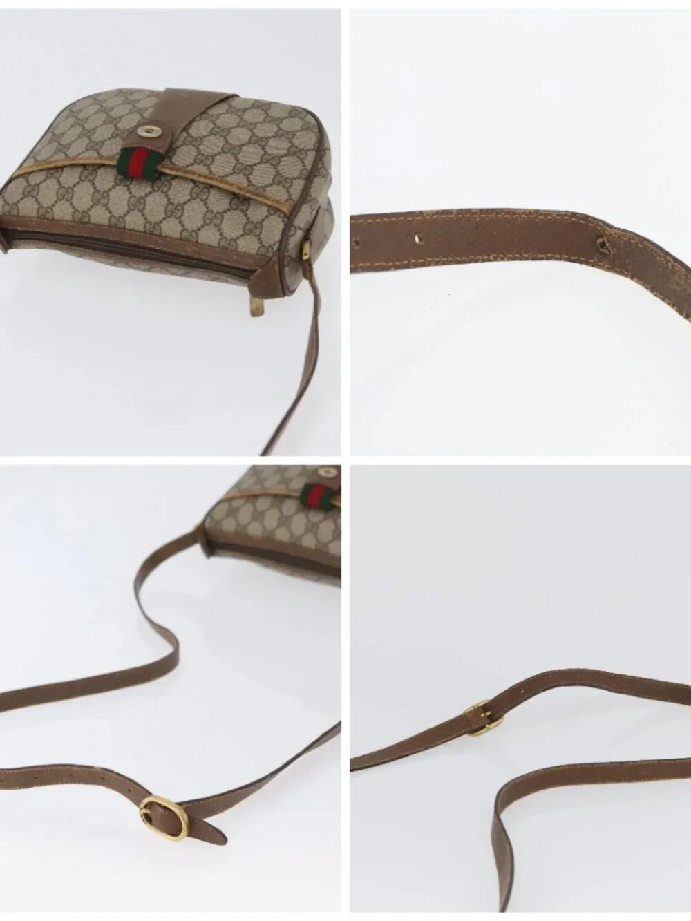 GUCCI GG Supreme Web Sherry Line Bag PVC Beige Gold 56 02 032 Auth bs33419 - Picture 16 of 16